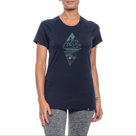 SmartWool Womens Merino 150 Diamond Dreaming T-Shirt Raglan Sleeve Blue Small - Picture 1 of 4